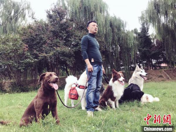 据了解，每天早上申慧亮都会将宠物犬进行群遛、上跑步机、做嗅闻训练，最后在家里建立规则界限。受访者供图